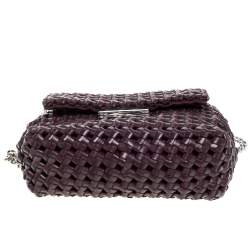 Pre Owned Stella McCartney Dark Burgundy Woven Faux Leather Mini Brandy Becks Top Handle Bag