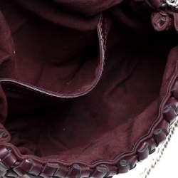 Pre Owned Stella McCartney Dark Burgundy Woven Faux Leather Mini Brandy Becks Top Handle Bag