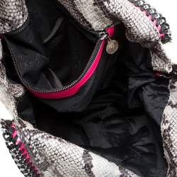 Pre Owned Stella McCartney Monochrome Python Effect Faux Leather Large Falabella Tote
