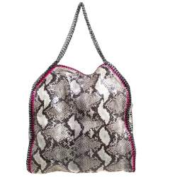 Pre Owned Stella McCartney Monochrome Python Effect Faux Leather Large Falabella Tote