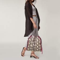 Pre Owned Stella McCartney Monochrome Python Effect Faux Leather Large Falabella Tote