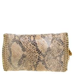 Pre Owned Stella McCartney Beige Snakeskin Effect Falabella Crossbody Bag