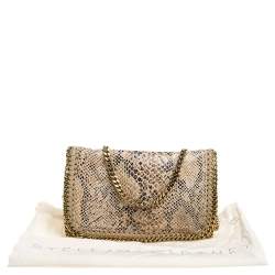 Pre Owned Stella McCartney Beige Snakeskin Effect Falabella Crossbody Bag