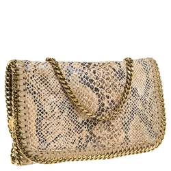 Pre Owned Stella McCartney Beige Snakeskin Effect Falabella Crossbody Bag