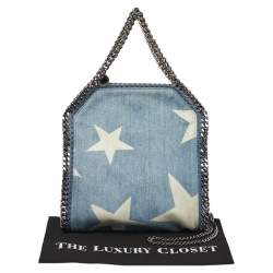Pre Owned Stella McCartney Light Blue Denim Star Print Baby Falabella Bag