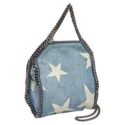 Pre Owned Stella McCartney Light Blue Denim Star Print Baby Falabella Bag