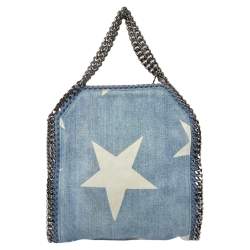 Pre Owned Stella McCartney Light Blue Denim Star Print Baby Falabella Bag