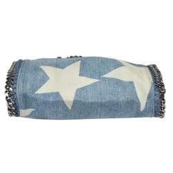 Pre Owned Stella McCartney Light Blue Denim Star Print Baby Falabella Bag