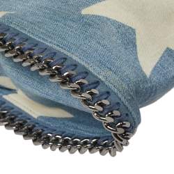 Pre Owned Stella McCartney Light Blue Denim Star Print Baby Falabella Bag