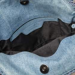 Pre Owned Stella McCartney Light Blue Denim Star Print Baby Falabella Bag