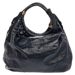 Pre Owned Stella McCartney  Navy Blue Faux Leather Polly Hobo