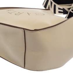 Pre Owned Stella McCartney Cream Faux Leather Perforated Logo Messenger Bag
