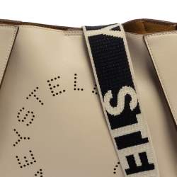 Pre Owned Stella McCartney Cream Faux Leather Perforated Logo Messenger Bag