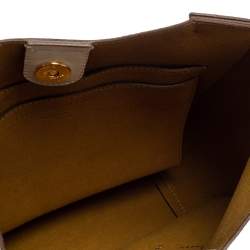 Pre Owned Stella McCartney Cream Faux Leather Perforated Logo Messenger Bag