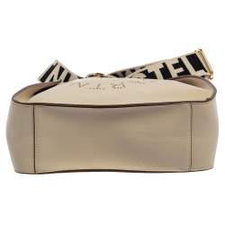 Pre Owned Stella McCartney Cream Faux Leather Perforated Logo Messenger Bag