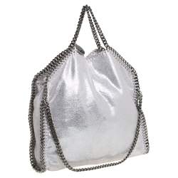 مملوكة مسبقًا Stella McCartney Silver Shimmery Faux Leather Small Falabella Tote