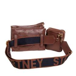 Pre Owned Stella McCartney Brown Monogram Faux Leather Utility Belt Bag