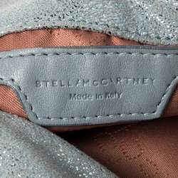 Pre Owned Stella McCartney Metallic Light Blue Faux Leather Mini Falabella Shoulder Bag