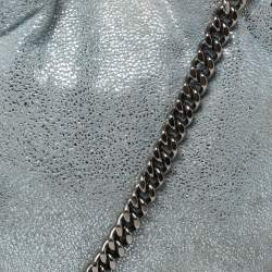 Pre Owned Stella McCartney Metallic Light Blue Faux Leather Mini Falabella Shoulder Bag