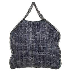 Pre Owned Stella McCartney Blue/Grey Tweed Small Falabella Tote
