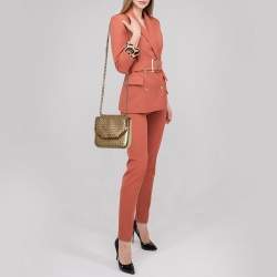 Pre Owned Stella McCartney Metallic Gold Woven Faux Leather Medium Falabella Box Shoulder Bag  