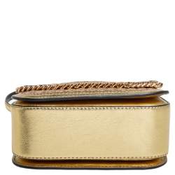 Pre Owned Stella McCartney Metallic Gold Woven Faux Leather Medium Falabella Box Shoulder Bag  