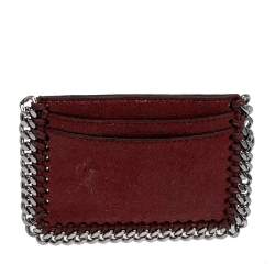 Pre Owned Stella McCartney Maroon Faux Leather Card Holder
