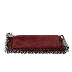 Pre Owned Stella McCartney Maroon Faux Leather Card Holder