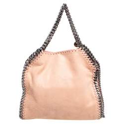 Pre Owned Stella McCartney Light Peach Faux Suede Falabella Star Fringed Shoulder Bag