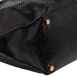 مملوكة مسبقًا Stella McCartney Black Faux Snakeskin Embossed Leather Zip Shopper Tote