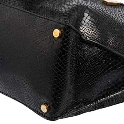 مملوكة مسبقًا Stella McCartney Black Faux Snakeskin Embossed Leather Zip Shopper Tote