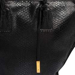 مملوكة مسبقًا Stella McCartney Black Faux Snakeskin Embossed Leather Zip Shopper Tote