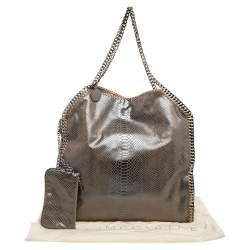 Pre Owned Stella McCartney Brown Faux Python Embossed Leather  Falabella Tote