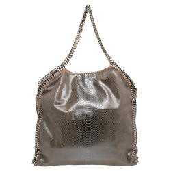 Pre Owned Stella McCartney Brown Faux Python Embossed Leather  Falabella Tote