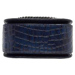 مملوكة مسبقًا Stella McCartney Navy Blue Croc Embossed Faux Leather Falabella Star Box Bag