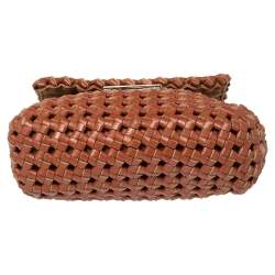 Pre Owned Stella McCartney Brown Woven Faux Leather Mini Brandy Becks Top Handle Bag