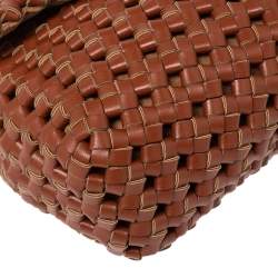 Pre Owned Stella McCartney Brown Woven Faux Leather Mini Brandy Becks Top Handle Bag