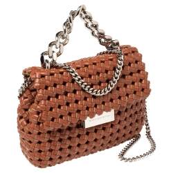 Pre Owned Stella McCartney Brown Woven Faux Leather Mini Brandy Becks Top Handle Bag