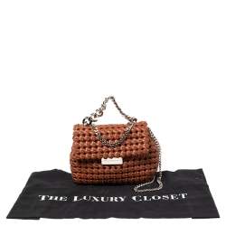 Pre Owned Stella McCartney Brown Woven Faux Leather Mini Brandy Becks Top Handle Bag