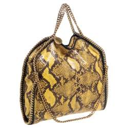 مملوكة مسبقًا Stella McCartney Yellow/Black Python Effect Faux Leather Falabella Tote