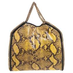 مملوكة مسبقًا Stella McCartney Yellow/Black Python Effect Faux Leather Falabella Tote