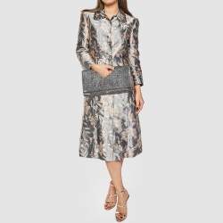 Pre Owned Stella McCartney Grey Faux Croc Leather Oversized Flap Clutch