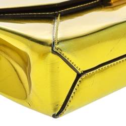 مملوكة مسبقًا Stella McCartney Yellow Metallic Faux Leather Beckett Envelope Clutch