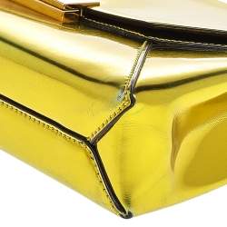 Stella McCartney Yellow Metallic Faux Leather Beckett Envelope Clutch