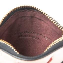 Pre Owned Stella McCartney White/Black Leather Wild Cats Coin Purse