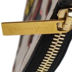 Pre Owned Stella McCartney White/Black Leather Wild Cats Coin Purse