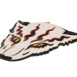 Pre Owned Stella McCartney White/Black Leather Wild Cats Coin Purse