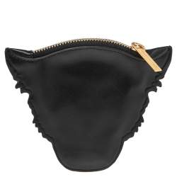 Pre Owned Stella McCartney White/Black Leather Wild Cats Coin Purse