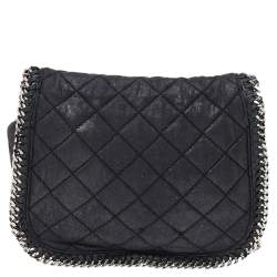 Pre Owned Stella McCartney Black Faux Quilted Leather Falabella Shoulder Bag