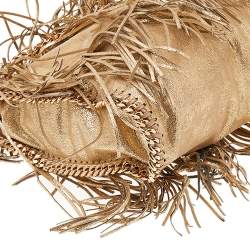 Pre Owned Stella McCartney Gold Faux Leather Fringe Falabella Shoulder Bag